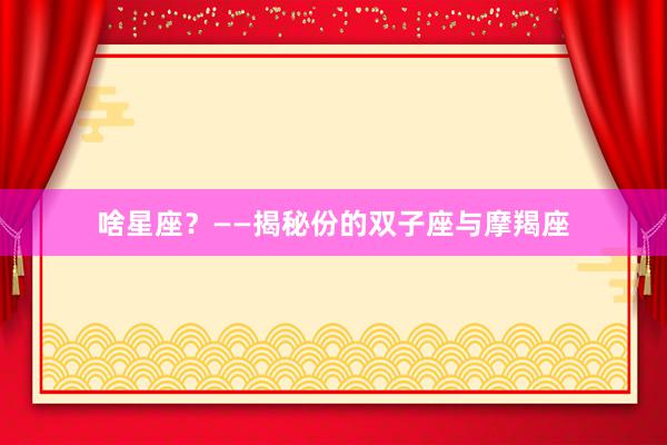 啥星座？——揭秘份的双子座与摩羯座